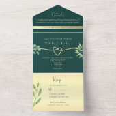 Smaragdgroene botanische bruiloft all in one uitnodiging (Binnen)
