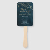 Smaragdgroene botanische elegante bruiloft program handwaaier (Voorkant)