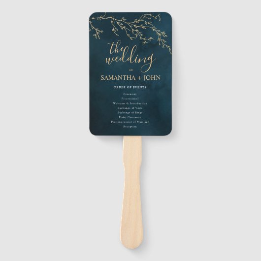 Smaragdgroene botanische elegante bruiloft program handwaaier (Voorkant)