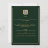 Smaragdgroene bruiloft uitnodiging met gouden teks (Achterkant)