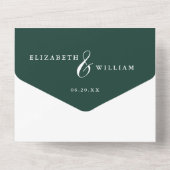 Smaragdgroene Chinoiserie Bloementuin Trouwdag All In One Uitnodiging (Achterkant)