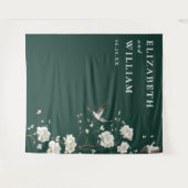 Smaragdgroene Chinoiserie Trouwfoto Achtergrond Wandkleed (Voorkant (horizontaal))