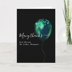 Smaragdgroene confetti ballon Huwelijksfoto Bedankkaart
