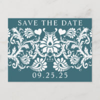 Smaragdgroene Damast Save the Date