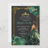 Smaragdgroene donkere achtergrond Royal Quinceañer Kaart (Voorkant)