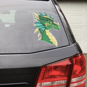 Smaragdgroene Draak Portret Kop Fantasie Sticker