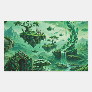 Smaragdgroene droom Surreal landschap Schakeringen Rechthoekige Sticker