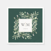 Smaragdgroene Elegante Groene Monogram Servet (Voorkant)