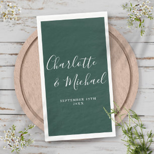 Smaragdgroene Elegante Handtekening Bruiloft Servet
