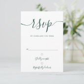 Smaragdgroene Elegante Script Eenvoudig Modern RSVP Kaartje (Staand voorkant)