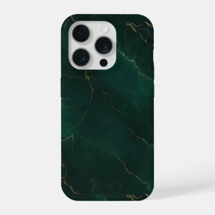 Smaragdgroene en gouden marmer textuur luxe iPhone 15 pro hoesje