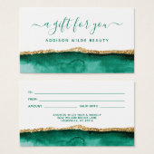 Smaragdgroene en gouden waterverf cadeaukaart visitekaartje (Voorkant /achterkant)