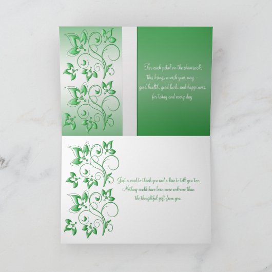 Smaragdgroene en witte bedankkaart (Binnen)