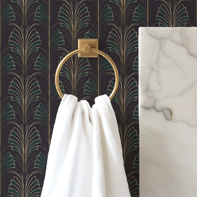 Smaragdgroene en zwarte art deco behang (Creator heeft geüpload)