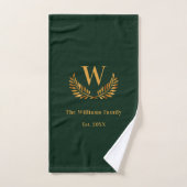Smaragdgroene familie monogram laurierpoot bad handdoek (Handdoek)