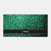 Smaragdgroene faux glitter fonkelt Monogram Bureaumat (Voorkant)