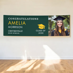 Smaragdgroene foto Afstuderen klasse van Afstudere Spandoek