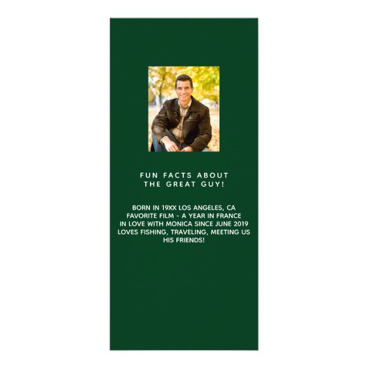 Smaragdgroene foto leuke weetjes verjaardagsmenu k reclamekaart (Achterkant)