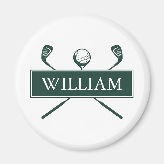 Smaragdgroene gepersonaliseerde naamgolfbalclubs magneet (Voorkant)