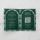 Smaragdgroene Gepluimde QR-code Moslim Huwelijk (Binnen)