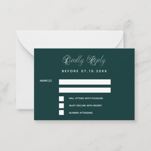 Smaragdgroene ginkgo verlaat trouwreactie RSVP Notitiekaartje (Voorkant)