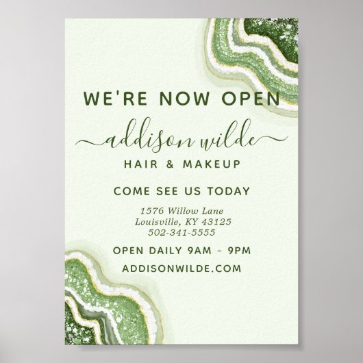 Smaragdgroene Glitter Agate Geode Luxe Zakelijk Poster (Voorkant)