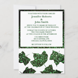 Smaragdgroene glitter val bladeren elegante bruilo kaart