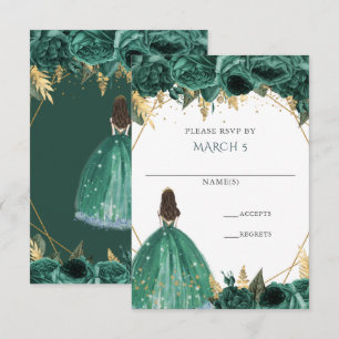 Smaragdgroene Gouden Bloemenkroon Prinses Quincean RSVP Kaartje