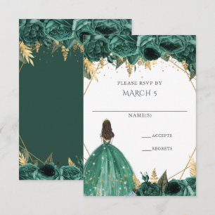 Smaragdgroene Gouden Bloemenkroon Prinses Quincean RSVP Kaartje