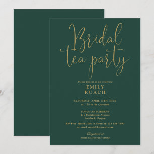 Smaragdgroene Gouden Bruids Thee Party Shower Kaart