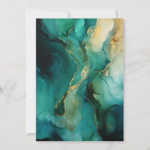 Smaragdgroene, gouden en zwarte inkt bruiloft kaart (Achterkant)