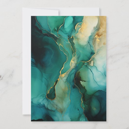 Smaragdgroene, gouden en zwarte inkt bruiloft kaart (Achterkant)