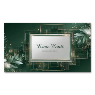 Smaragdgroene Gouden Eucalyptus Geometrisch Frame Magnetisch Visitekaartje