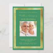 Smaragdgroene gouden foto verjaardag kaart (Voorkant)