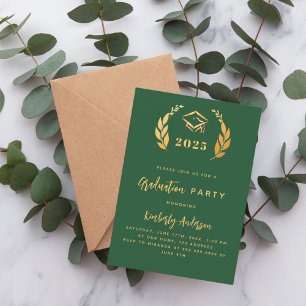 Smaragdgroene gouden krans 2025 Graduation Party Kaart