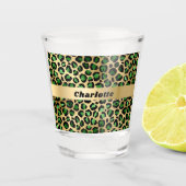 Smaragdgroene gouden luipaard jachtluipaard patroo shot glas (Voorkant)