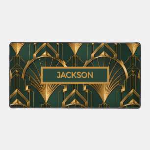 Smaragdgroene Gouden Luxe Art Deco Bureaumat