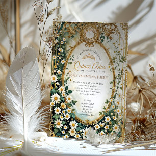 Smaragdgroene Gouden Quinceanera Spaanse Sweet 15 Kaart