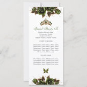 Smaragdgroene Gouden Rozen Quinceañera Programma (Achterkant)