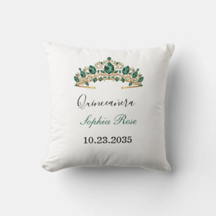 Smaragdgroene Gouden Tiara Quinceañera Kussen