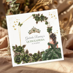 Smaragdgroene Gouden Tiara Rozen Quinceañera Servet