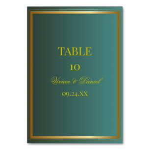 Smaragdgroene & Gouden Trouwtafel Nummerkaart Kaart