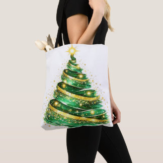 Smaragdgroene Gouden Wervelende Kerstboom Draagtas