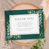 Smaragdgroene Groene Begrafenisherdenking Bedankkaart