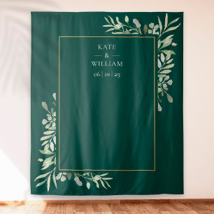 Smaragdgroene Huwelijksfotocabine Achtergrond Wandkleed