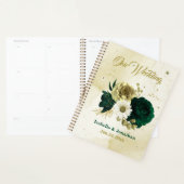 Smaragdgroene ivoor gouden bloemen bruiloft planner (Display)