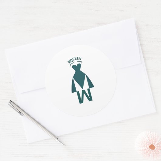 smaragdgroene jurk-silhouet ronde sticker (Envelop)