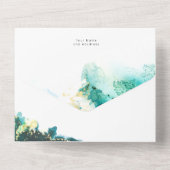 Smaragdgroene juweeltoon trouwkaart all in one uitnodiging (Achterkant)