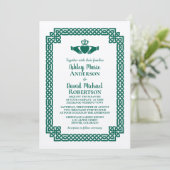 Smaragdgroene Keltische knoop Claddagh bruiloft Kaart (Staand voorkant)