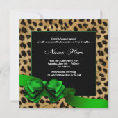 Smaragdgroene Luipaard Foto Afstuderen Aankondiging (Achterkant)